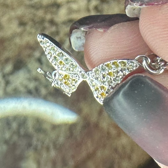 Dior Necklace Butterfly Pendant Logo Initials CD Gold Crystals - Picture 4 of 10